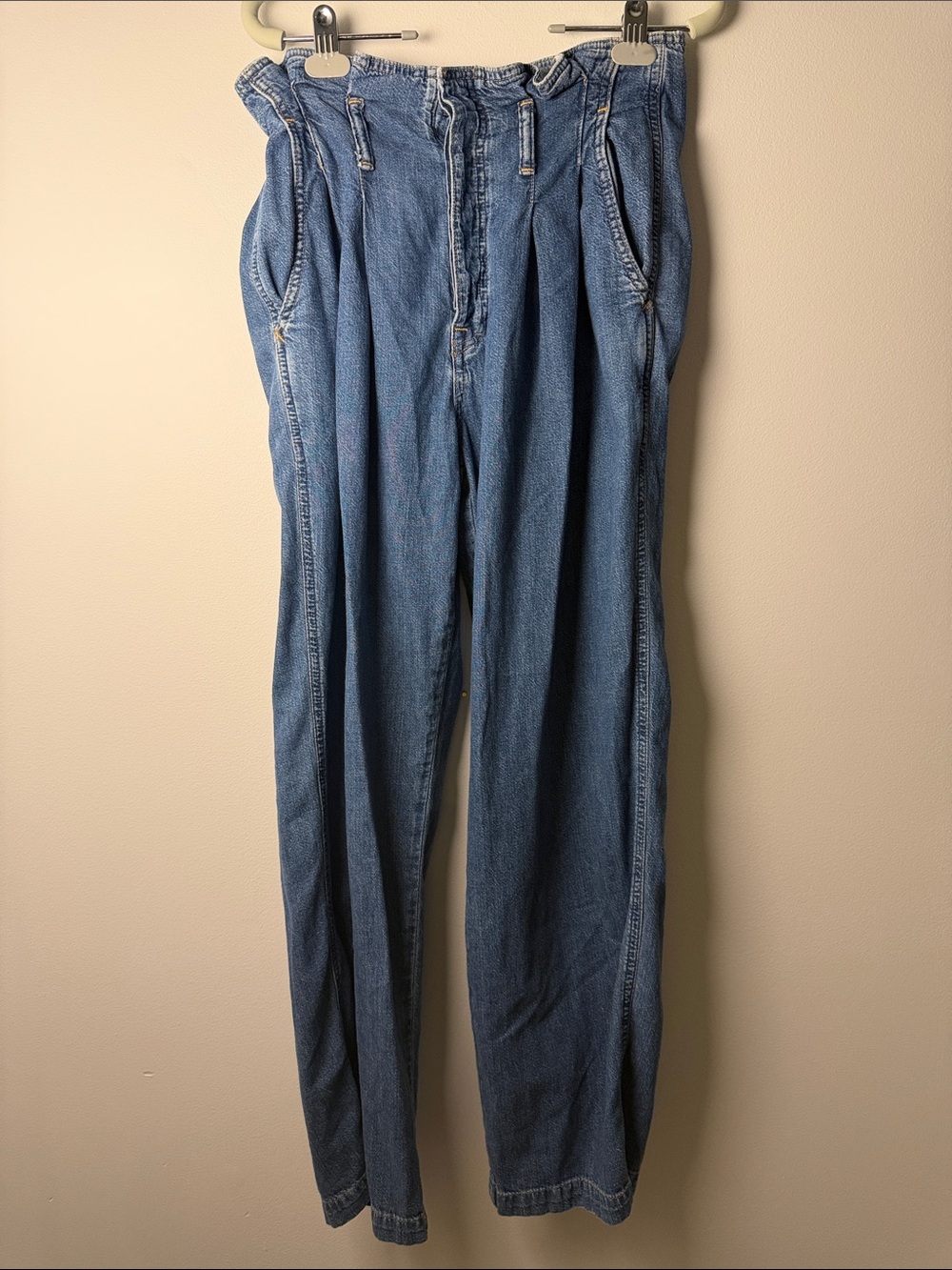 Polo Ralph Lauren High Rise Pleated Paperbag Jeans Blue Tapered / US 27